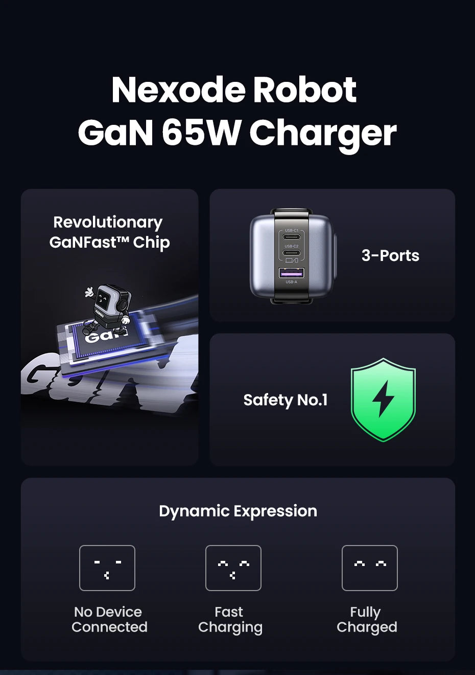 PD Charger - 65W GaN Fast Charger — Uno Robot Edition